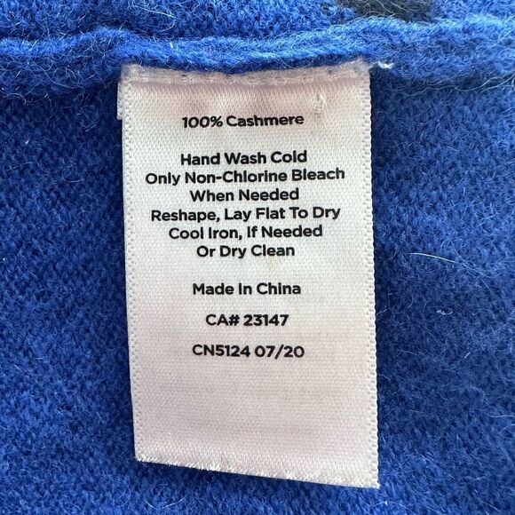 CASHMERE Blue and Black Polka Dot Sweater, Size Medium - Picture 7 of 9